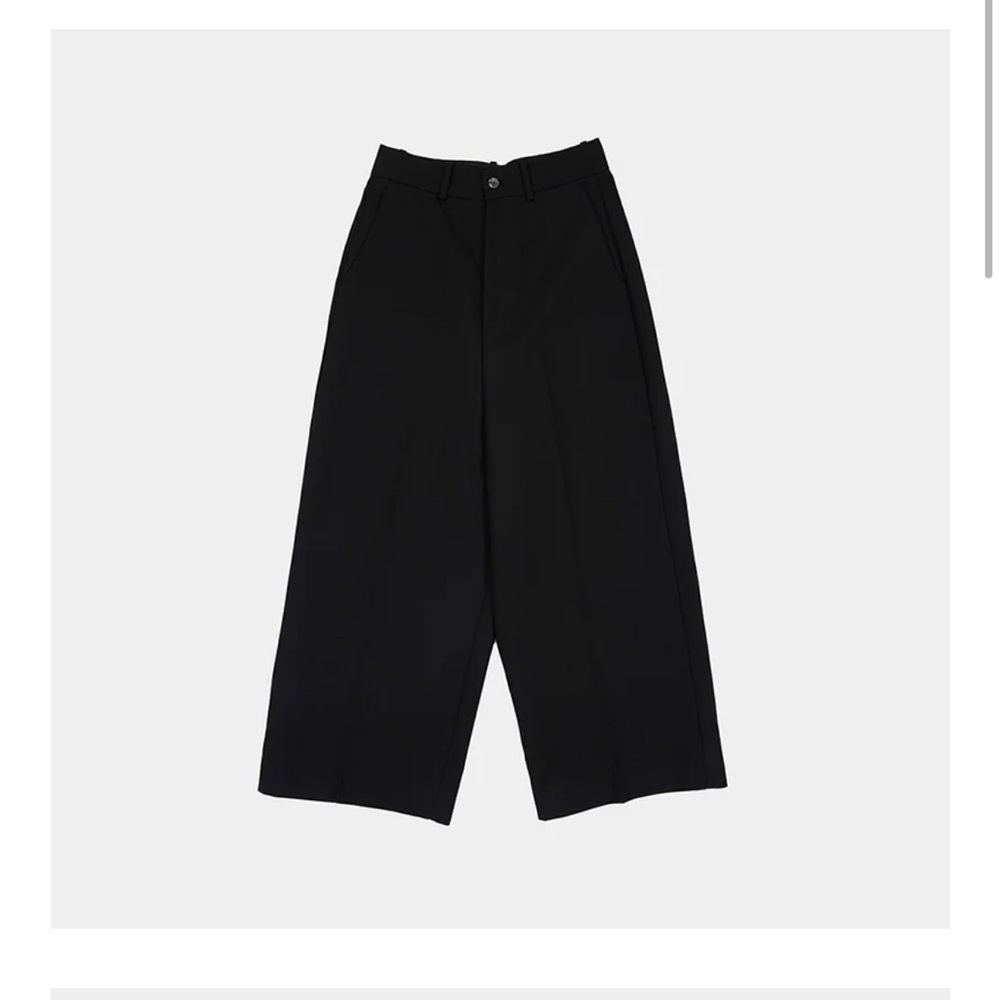 Black Wool Wide-Leg Pants Unisex - Size S